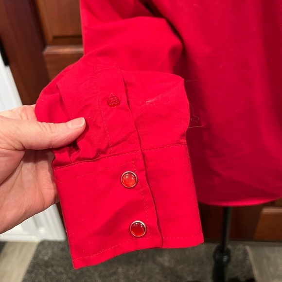 Ace of Diamond Western Cowgirl Red Pearl Snap Shirt Button Embroidery Size L - Picture 5 of 10